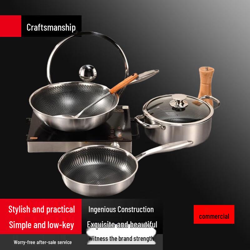 Yingbai 3-Piece Stainless Steel Cookware Set