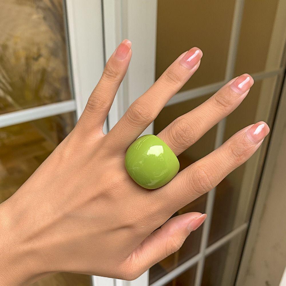 Classic Acrylic Ring Exaggerated Big Dome Plain Ring Jewelry Accessories Geometric Ring  Part