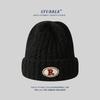 Warm Knitted Hats for Men and Women R Marked Face-showing Small Woolen Hats  Pile Hats for Couples  Outdoor Pullover Cold Hats
