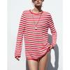 Summer New Women clothes Preppy Loose Pullover Thin Stripe Long sleeve round Neck Knit 9325010