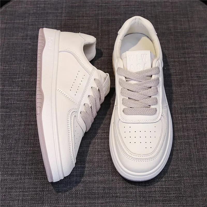 Genuine Leather White Shoes Women's Casual Sports Shoes 2025 Spring New Versatile Breathable Women's Shoes White Sneakers Women