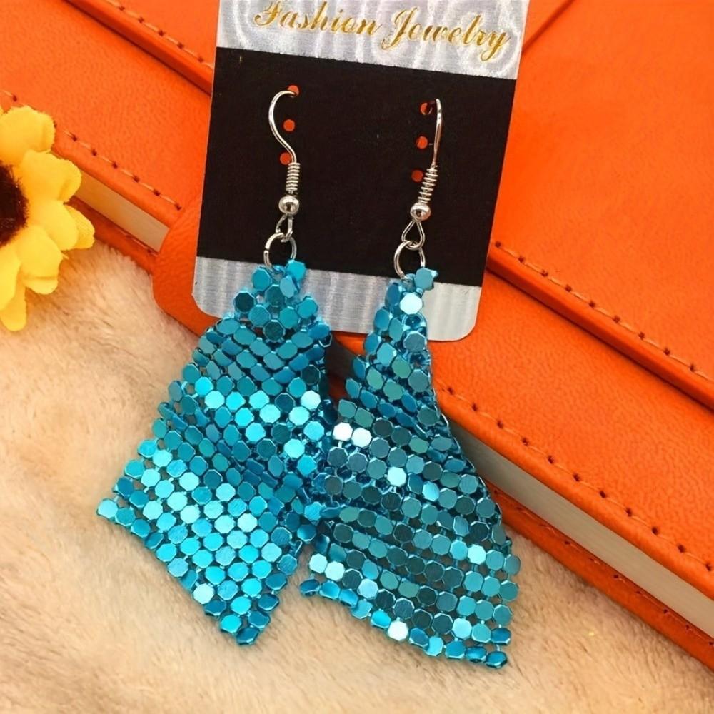 Exaggerated Geometry Metal Sequins Earrings Dangling Pendant Earrings Music Festival