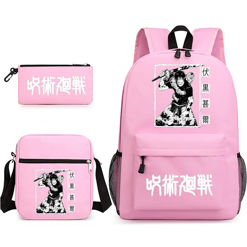 Large Capacity Schoolbag with Shoulder Strap; Student Three-piece Pencil Case Set