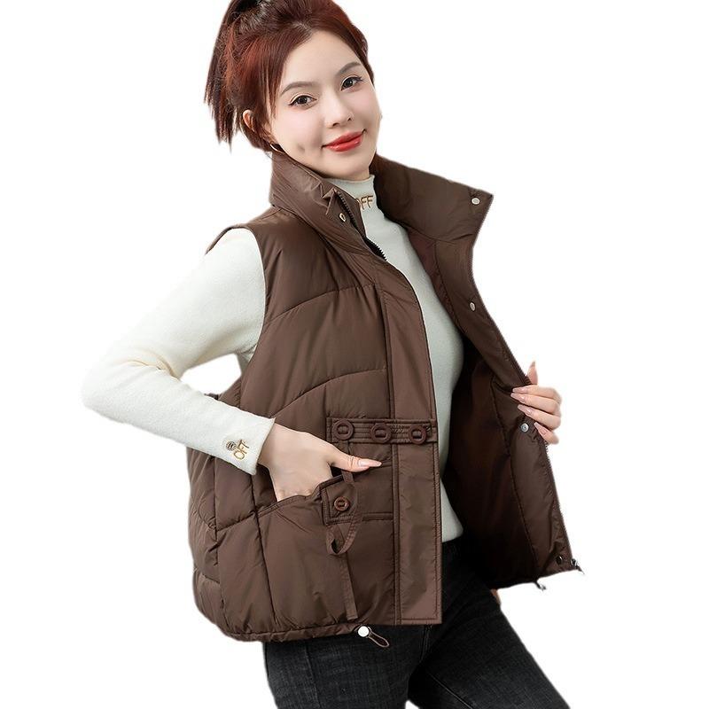 Simple and loose stand-up collar cotton vest women's short autumn and winter new thickened vest sports jacket