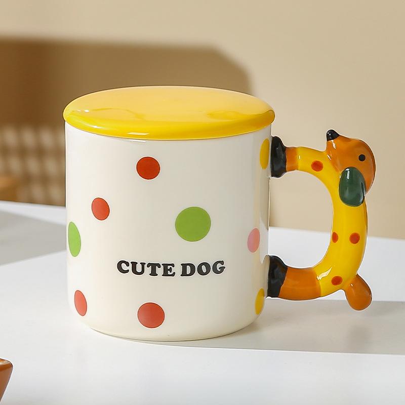 

Милая кружка керамическая чашка для девочек кофейная чашка оригинальные кружки смешные чашки для кофе персонализированный подарок рождественская посуда для напитков чай пиво для путешествий 380ML жёлтый