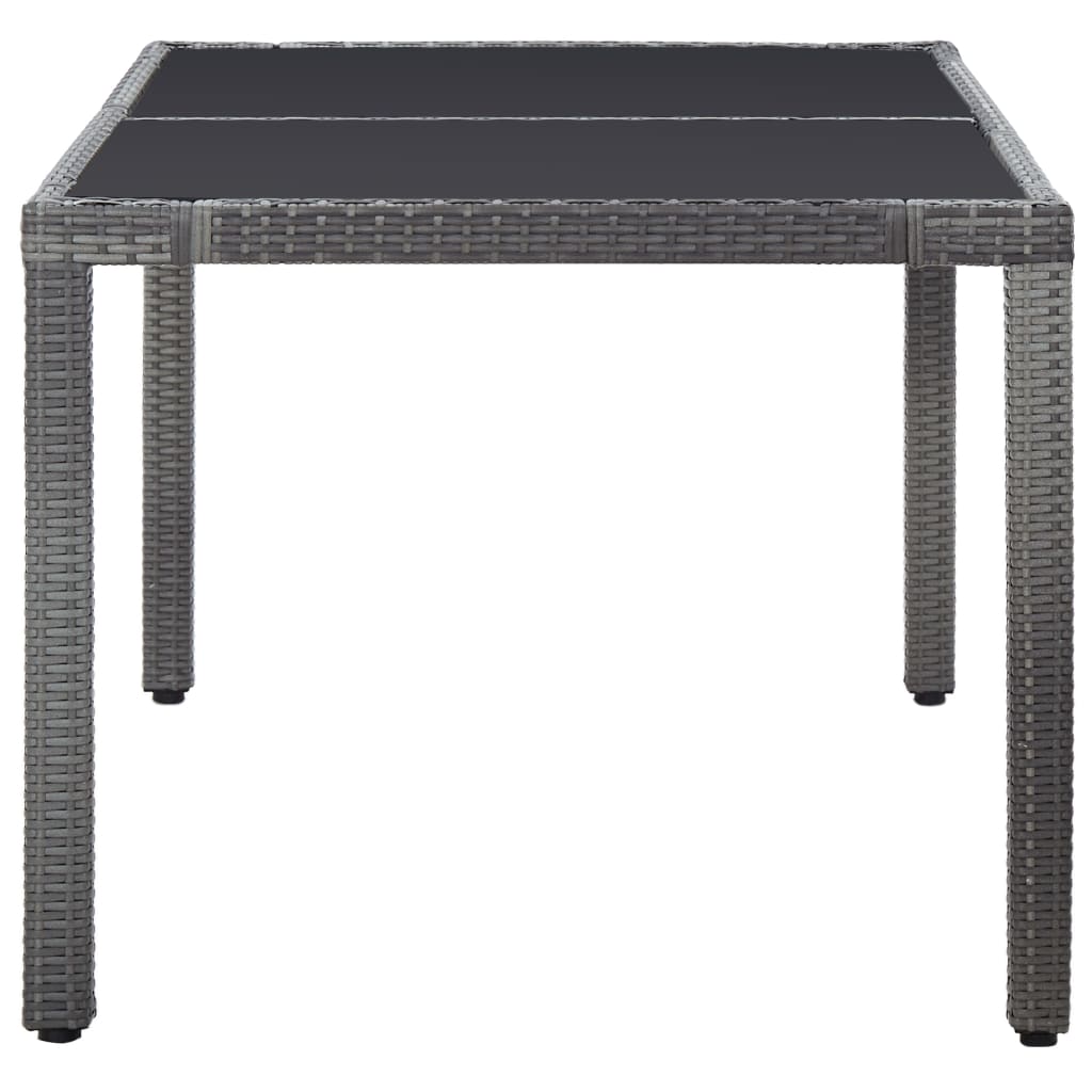 7 Piece Outdoor Dining Set Grey Poly Rattan