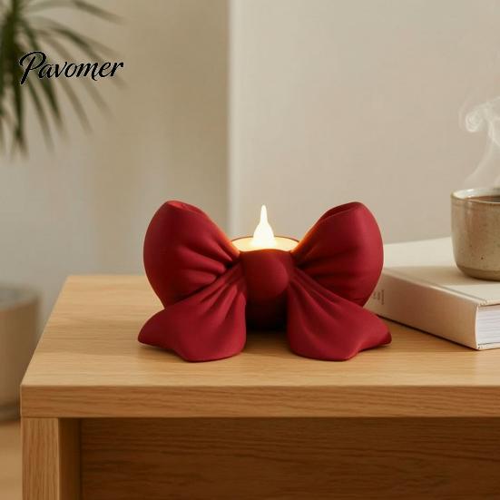 Photography Prop for Wedding 3D Printed Bow Candle Holder, Decorative Candlestick Stand Scented Candles Cute Bowknot Sculpture Home & LED Tealights,