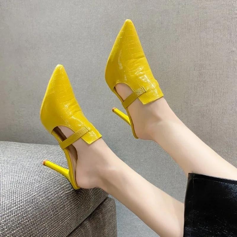 Fashion 2025 New style Baotou type high-heeled shoes pointy heel 8.5CM comfortable casual wear fashion sandals Hollow sexy single shoes
