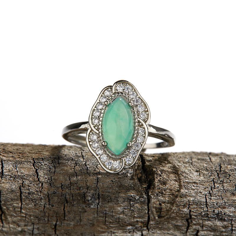 Xiaohongshu Recommends Retro Mintufeng Colored Treasure Ring S925 Inlaid With Natural Garnet Australian Jade Ring For Women