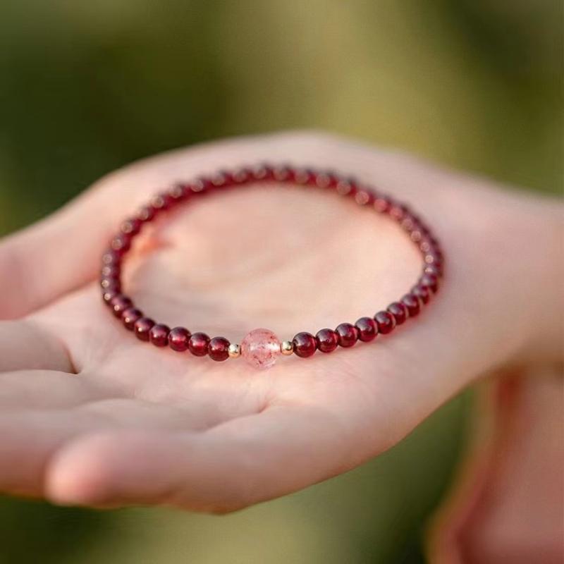 Garnet Bracelet Girls Ins Niche Design Small Particle Single Circle Bracelet Red Pomegranate Good Luck Beads Student Bracelet