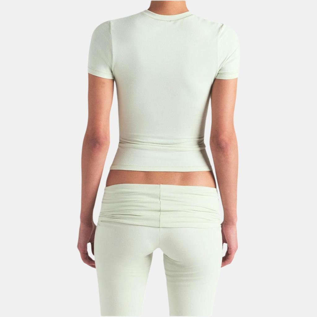 SKIMS Solid Color Slim Fit Round Neck Short Sleeve T-Shirt Women Tops Mint-Green APTSH0638SPN