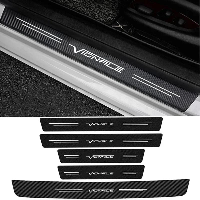 New Carbon Fiber Car Door Sill Sticker Threshold Side Anti Scratch Sticker For Ford VIGNALE Logo Waterproof Decal Car Accessorry