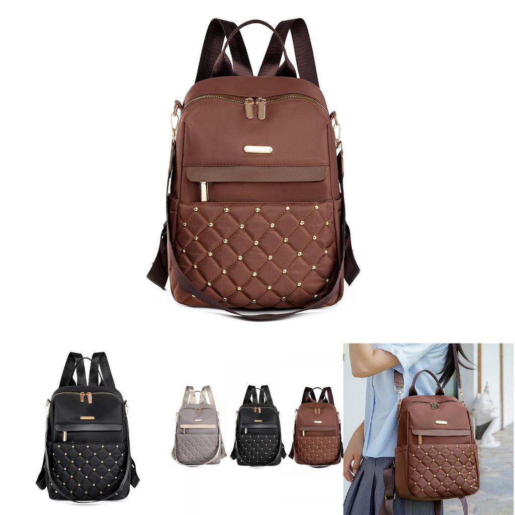 Fashion Solid Color Golden Bead Decoration Women Casual Backpack For Daily Use