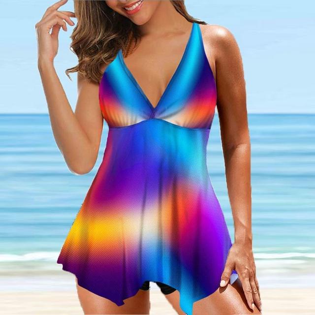 

Женская сексуальная пляжная одежда для плавания размера плюс, танкини, монокини, купальники из двух частей, бикини с цветочным принтом, пляжный летний купальник XXXXXL