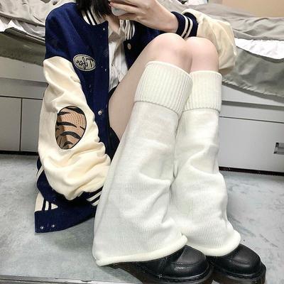 JK Style Solid Color Korean Mid Calf Socks Knit Leg Warmers Stacked Japanese Harajuku Thermal Student Socks Versatile Slouch Socks