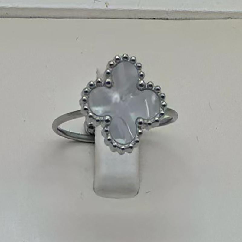 High Version Of The Four-Leaf Clover Ring Does Not Fade Opening Adjustable Titanium Steel Ring Simple Versatile Women's Ring