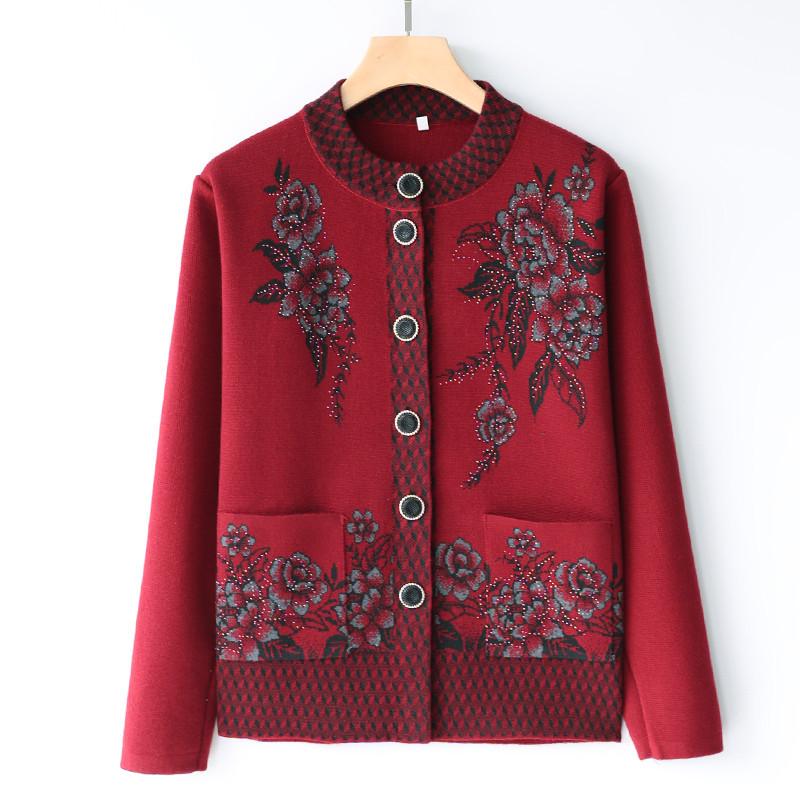 

Women s Knitted Cardigan: Perfect for Spring, Autumn, and Winter - Loose Fit for Middle-aged and Elderly 135-155 jin