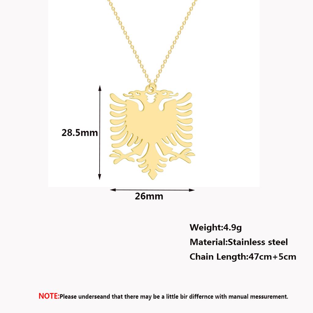 Kinitial Neuer Albanien Doppeladler Anhänger Halsketten Edelstahl Choker Schmuck für Damen Mädchen Ethnische Geschenke bijoux femme