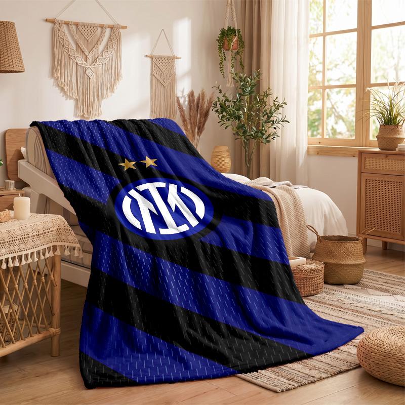 Inter Milan Print Flannel Blanket Soft Warm Sofa Bed Throw Blanket For Home Office Bedroom