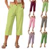 Pantaloni Capricci Larghi Elasticizzati a Vita Alta 3/4 da Donna Vestibilità Casual Pantaloni Lunghi con Tasche