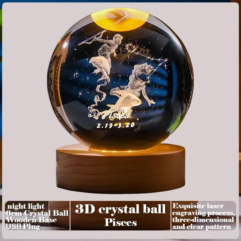 Dárek na Valentýna 2025 3D Růže Křišťálová koule Laserové gravírování Domácí ozdoba Řemesla Stolní dekorace Narozeninový Dárek ke Dni matek