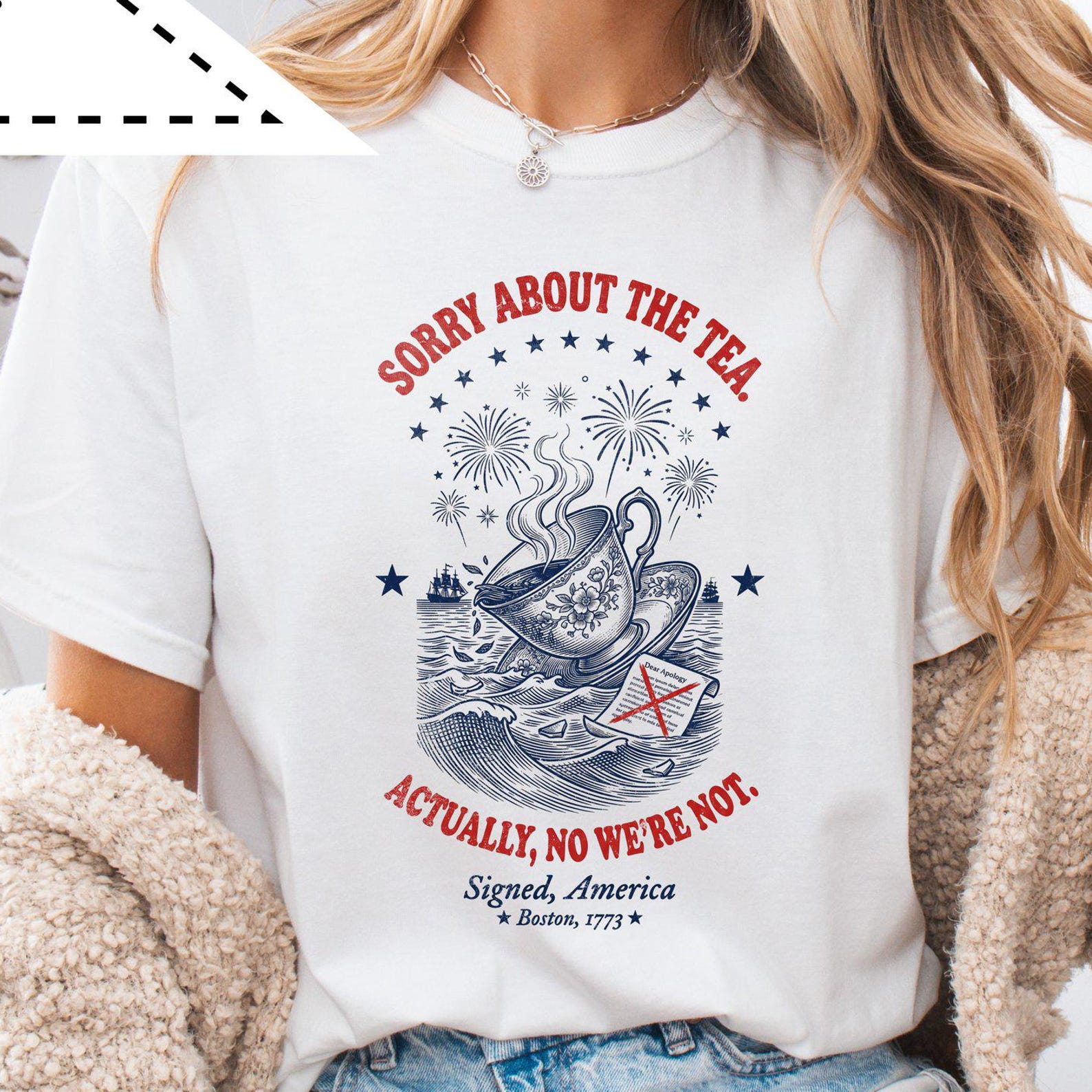 Sorry About the Tea Graphic Tee, Patriotic Tea Party Graphic Tee, USA Flag Boston 1773 Shirt 4XL