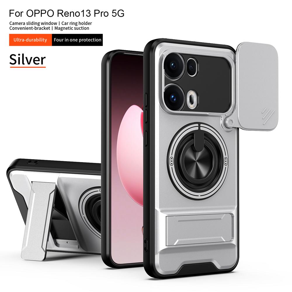 KEYSION Magnetic Phone Case for OPPO Reno13 Pro 5G Reno13 F 5G Slide Camera Protection Upright Kickstand Ring Shockproof Cover
