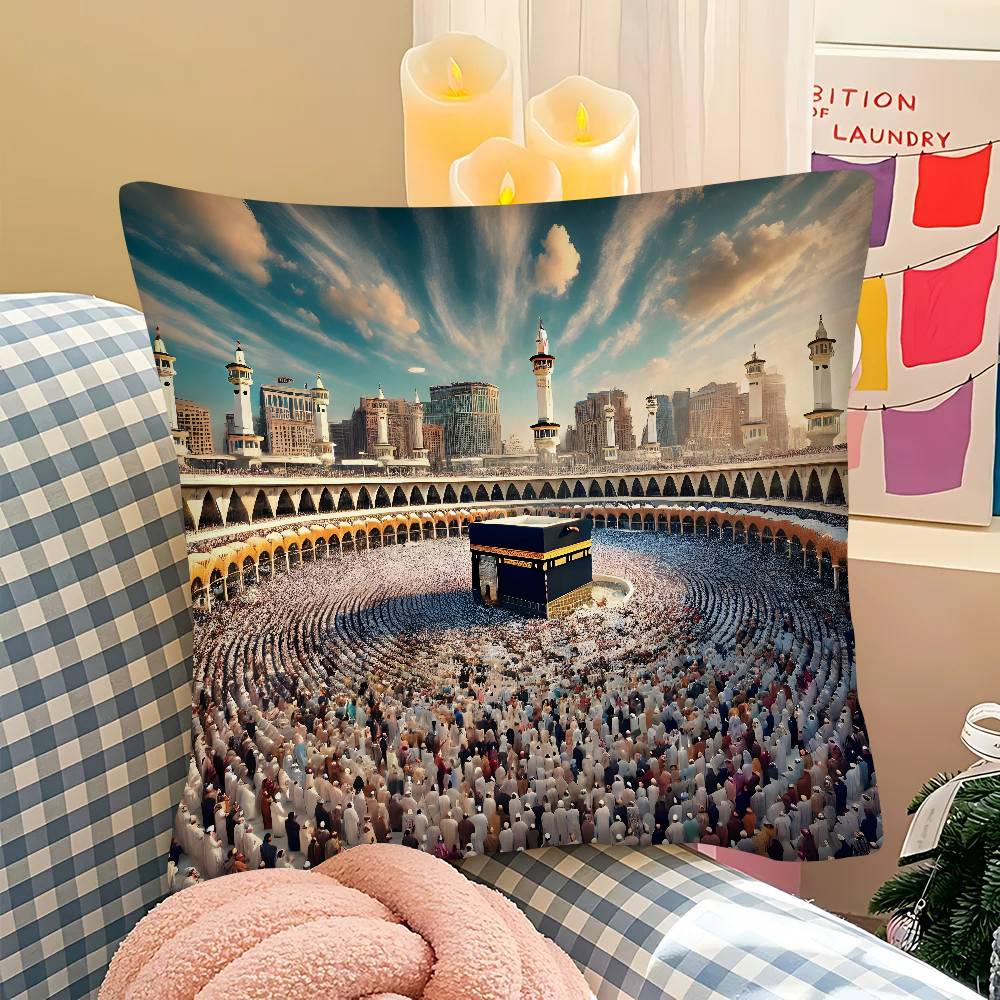 pc Arab Islam Islamic Mecca Pilgrim Pillow Case Fashion Square Pillowcase Bedroom Sofa Room Ins Decoration Leisure
