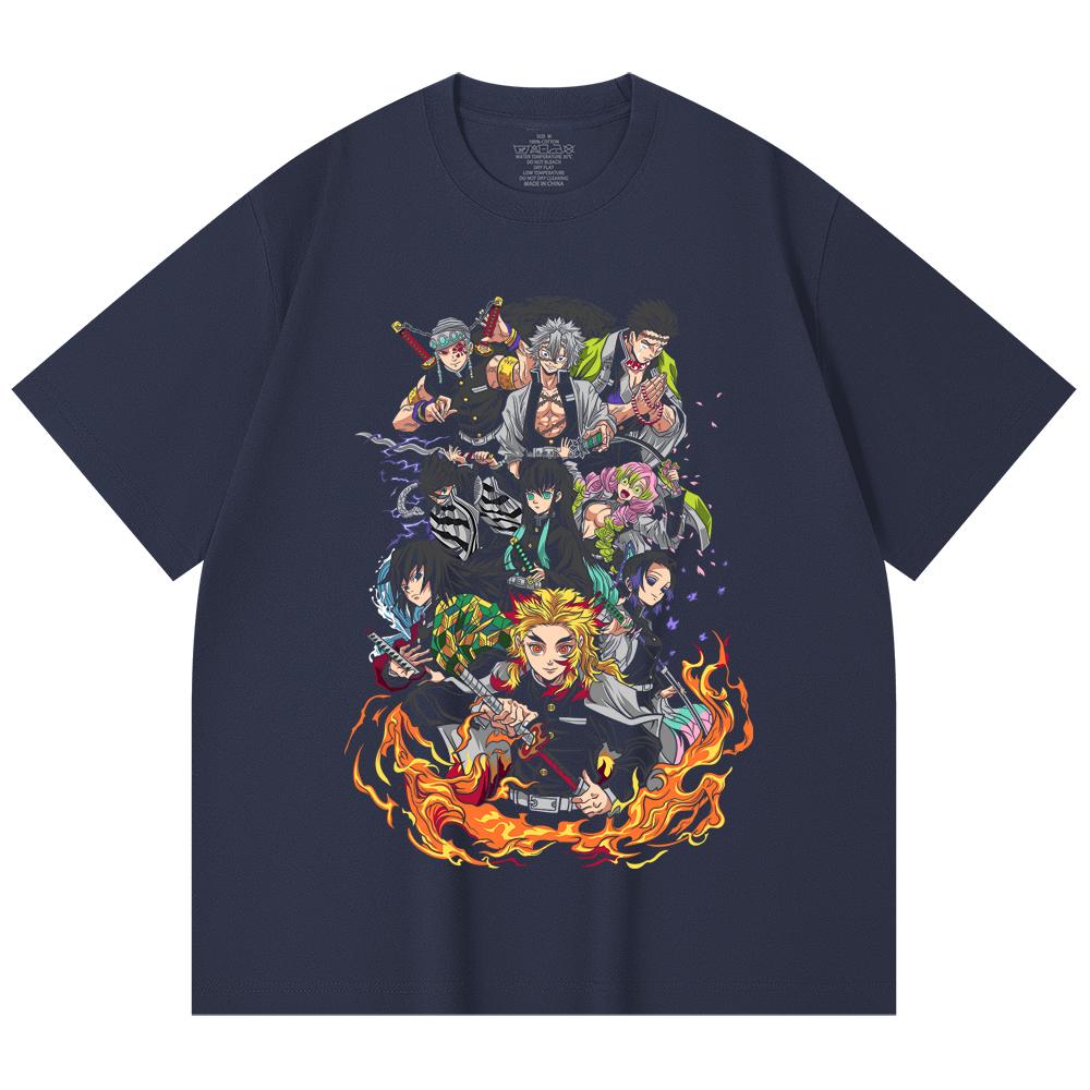 230 Gsm 100% Cotton Demon Slayer V61 Hashiras Print Unisex Heavy Cotton T Shirt