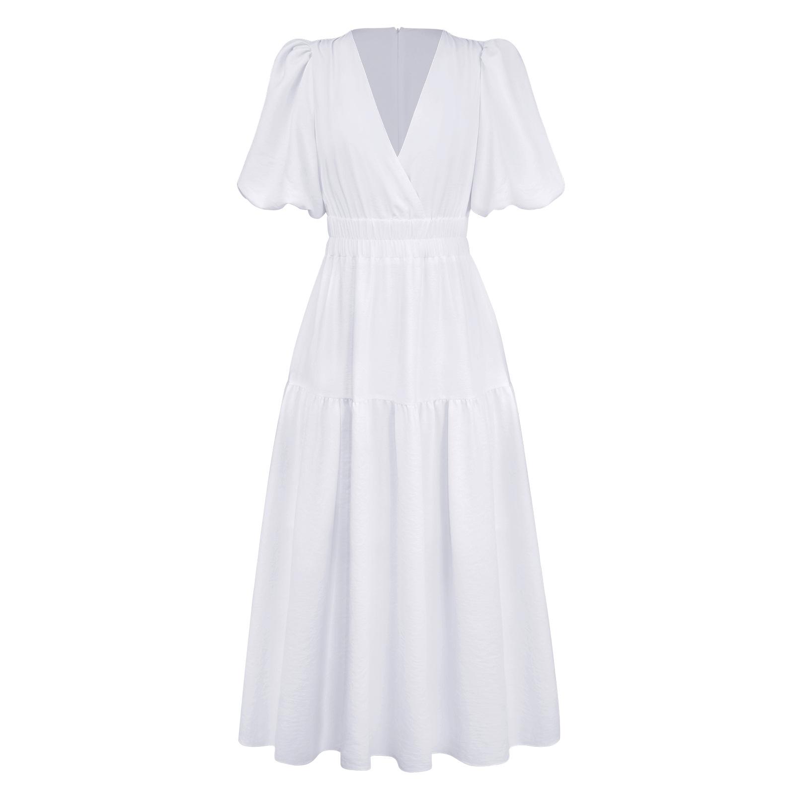 

GMXIA Летнее Премиум Глубокий V Пышный Рукав Праздничное Платье Модное Женское Платье S