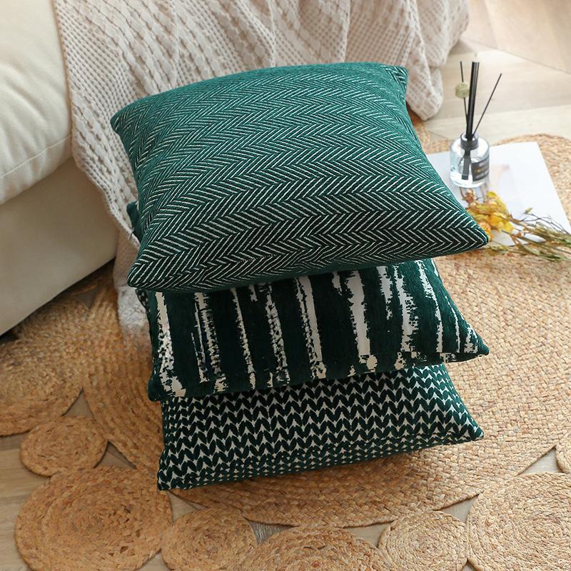 45X45Cm Abstract Green Throw Pillow Cover Nordic Stripe Stamping Waist Cushion Cover Decor Home Decorative Pillowcase New