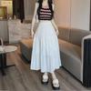2025 Women's High-Waist A-Line White Skirt: Spring/Summer Korean Style with Elastic Waist