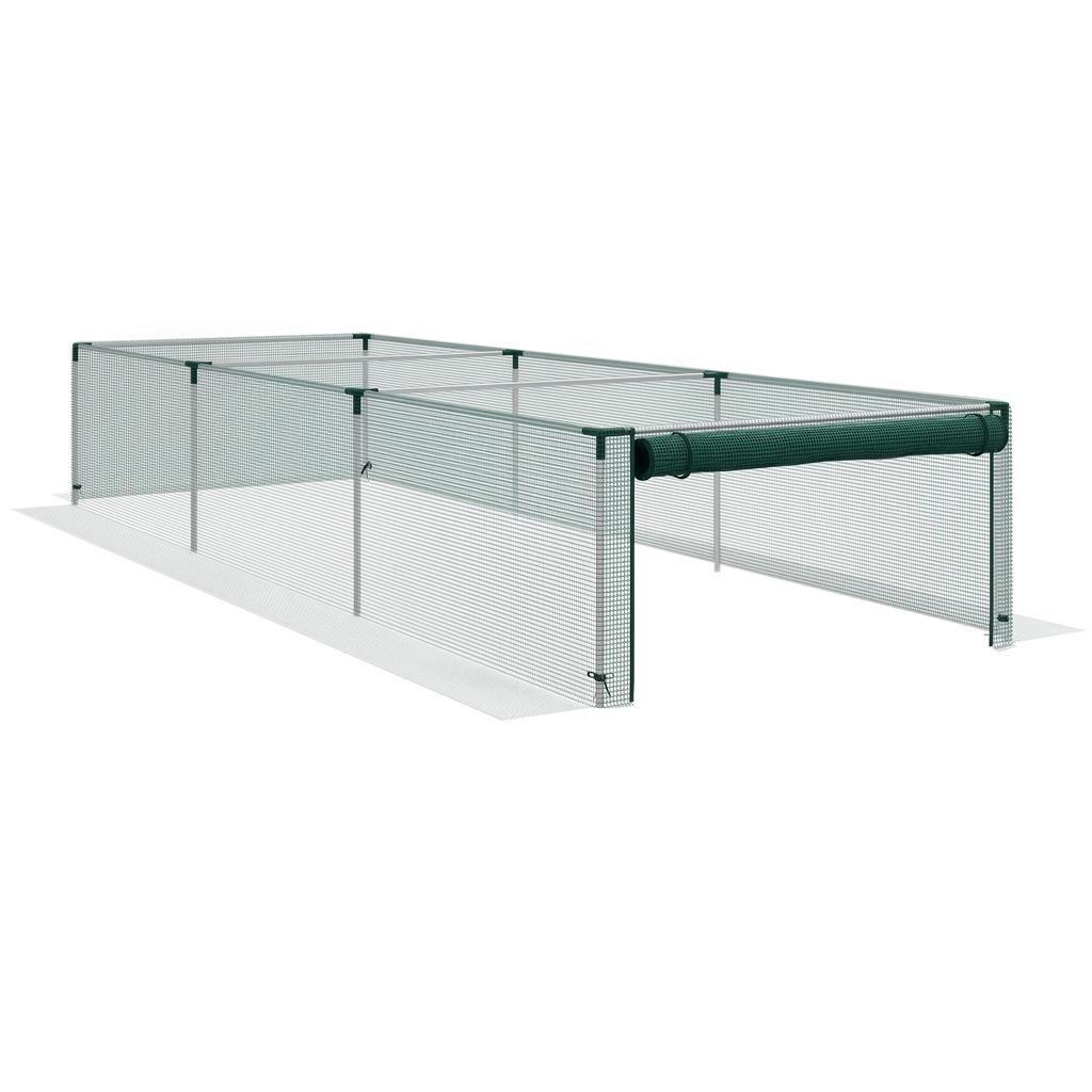 Garden Greenhouse, Tomato, Protective Netting, Roll-Up Zippered Door, HDPE, 125 x 373 x 62.5 cm