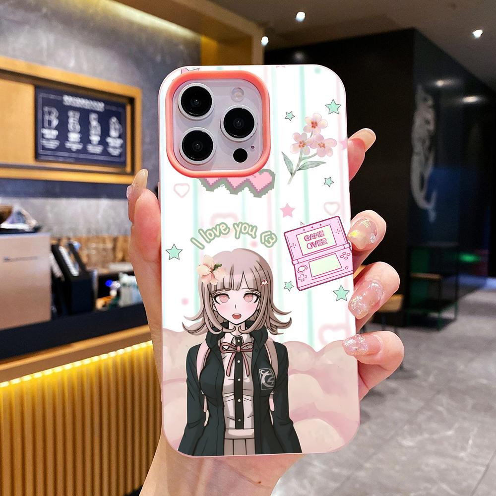 Danganronpa Chiaki Nanami Phone Case for iPhone 17 16 15 14 13 12 11 Air Pro Max Plus Jelly Double layer Pink Cover
