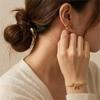 3Pcs Stainless Steel Delicate Golden Colour Fashion Bow Neckle Bracelet Earrings Titanium Jewelry Set Bow Pendant Accessory