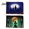 Printed Canvas Organizer Storage Bag, with Halloween Witch Castle Print, Large Wear-Resistant Makeup Pouch Capacity Cosmetic Organizer, for Travel And