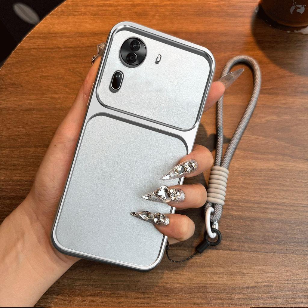 Luxury Big Window Phone Case with Lanyard for OPPO Reno11 Pro 5G Premium Textured Casing