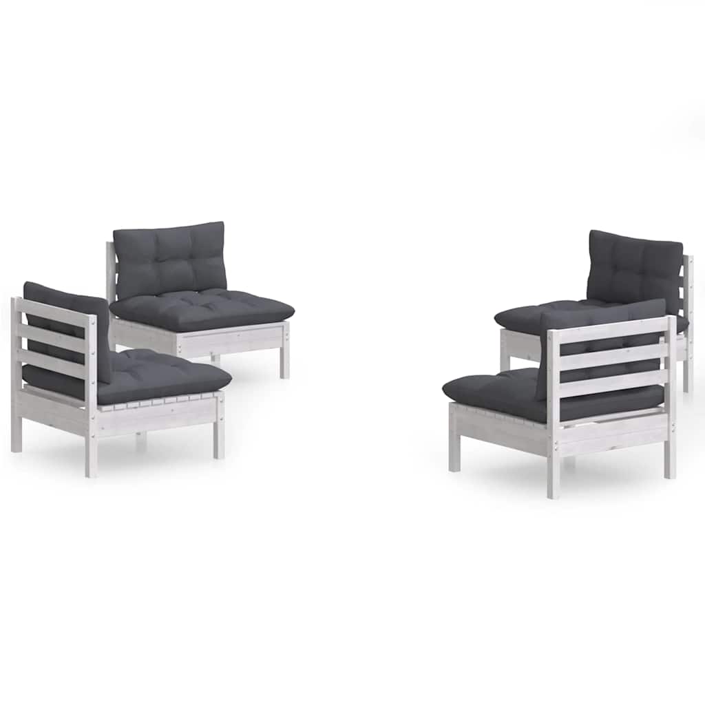 vidaXL 4-part. Garden Lounge Set with Anthracite Cushions Pine Wood