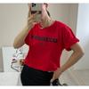 Plus Size  Women's Summer Letter-printed Round Neck Loose Short Sleeved Top