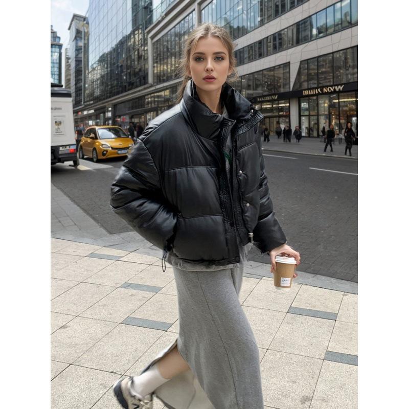 Winter No-wash PU Leather Cotton Clothing Women's Short New Thickened Bread Clothing Small Warm Jacket