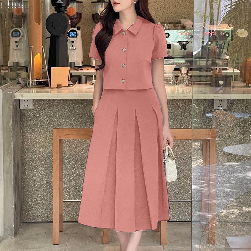 

ZANZEA Женские блузки с коротким рукавом и юбки Летние комплекты из двух частей 4XL