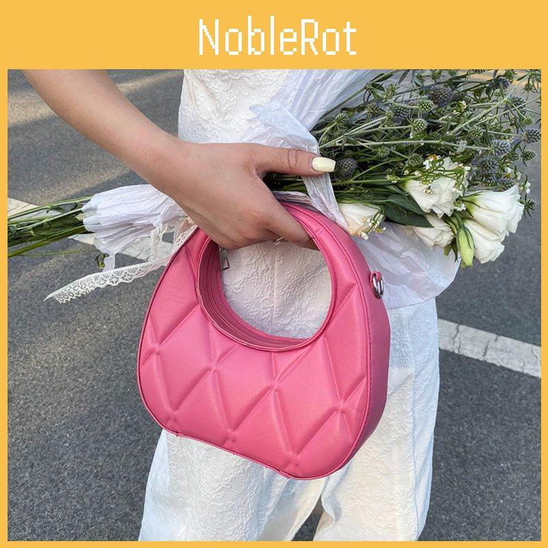 Unisex Stylish Quilted Crescent Handbag For Women In Soft Texture Available In Black White Pink Khaki Yellow