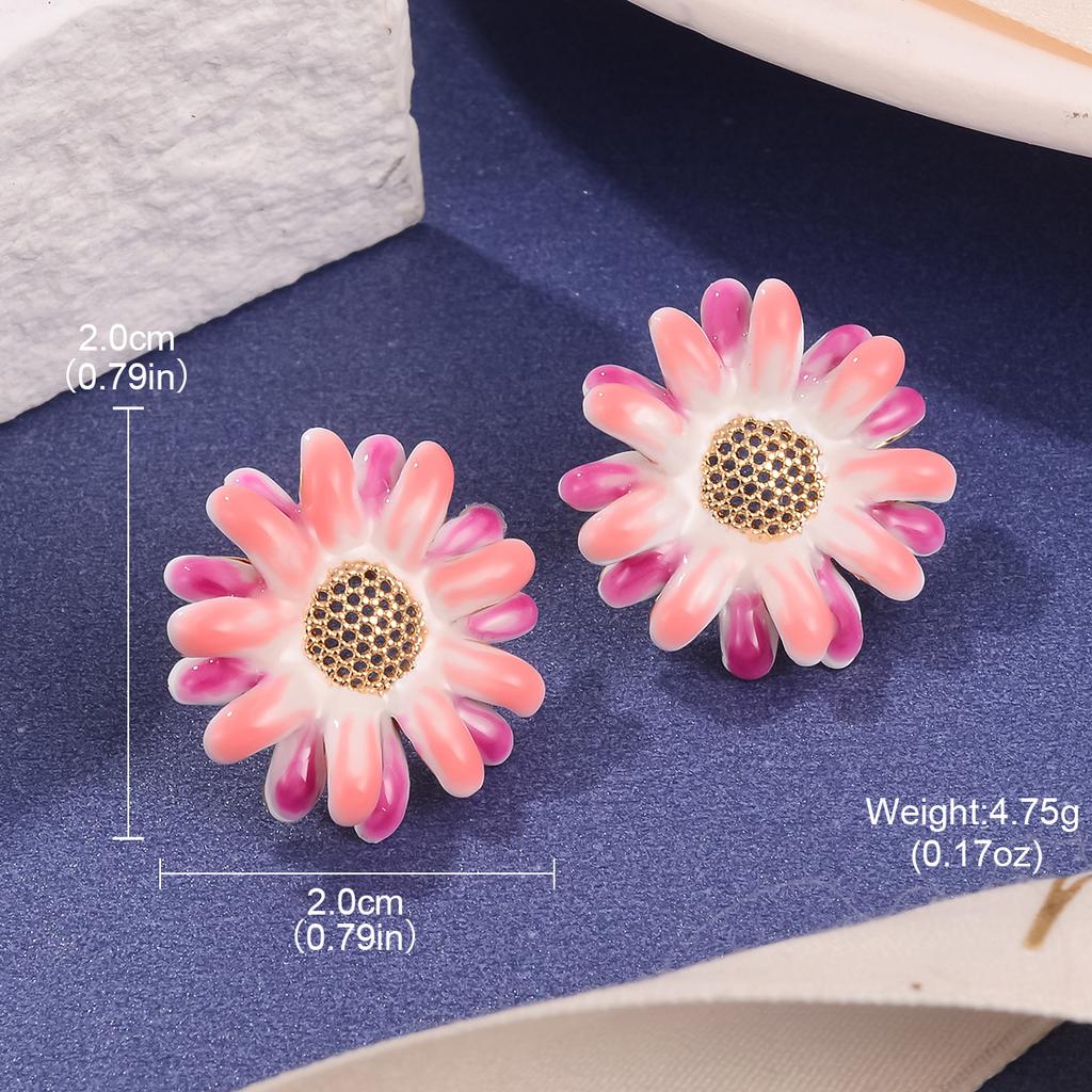 Guochao Retro Flower Exaggerated Earrings Enamel Oil Painting Series Personalized Light Luxury Earrings Medieval Vintage Jewelry