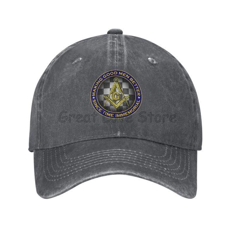 Punk Masons Masonic Freemason Baseball Caps Vintage Distressed Washed Cotton Hat Outdoor Travel Adjustable Fit Sun Cap