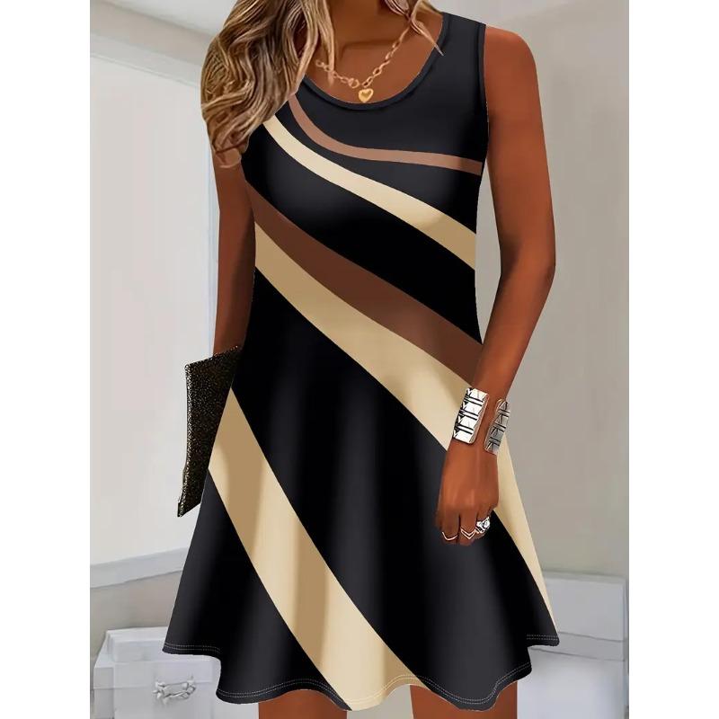 European and American Style 2025 New Fashionable Dress Casual High-quality O-neck Short Sleeved Dress L