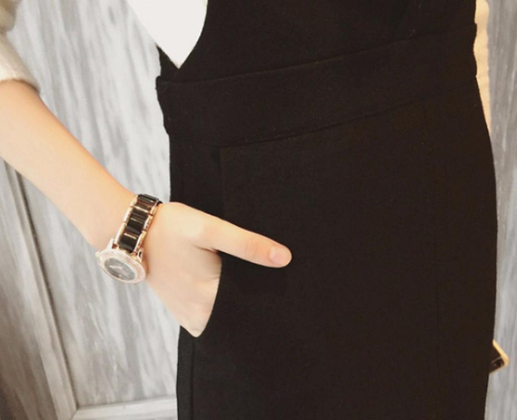 Wenchy Women's Jumper Skirt, Overalls, Dress, All-in-One, Sleeveless, Tight Skirt, Black (XL, Black)