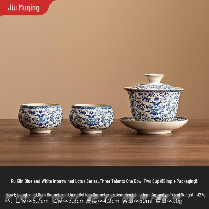 Jiumuqing Ceramic Gaiwan Tea Set