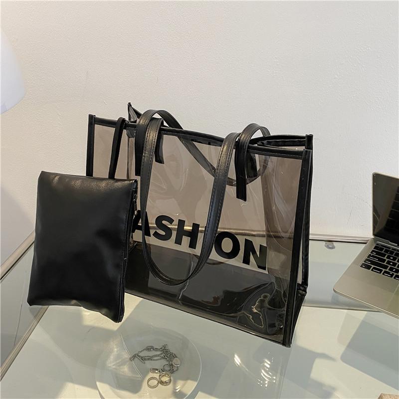 Today's Popular Transparent Big Bag Women's New Trendy Fashion Jelly Women's Bag Shoulder Big Bag Tote Bag