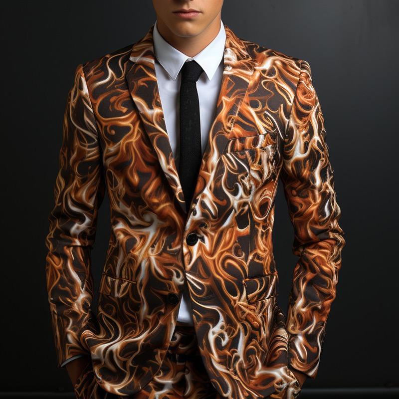 Men's 3D Printed Suit Cos Party Stage Nightclub Shiny Cool Performance Suit