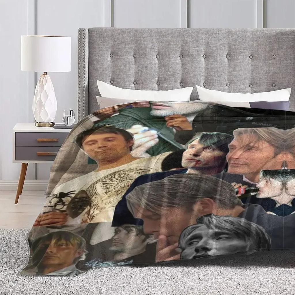 Mads Mikkelsen Warme Weiche Decke Schauspieler Star Fotos Flugzeug Reise Überwurfdecke Winter Lustiger Flanell Bettüberwurf Sofa Bettbezug